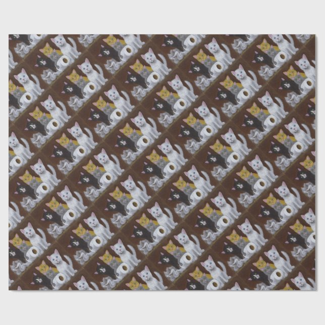 Papier Cadeau Chatons Joueurs (Plat)