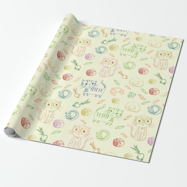 Papier Cadeau Chats (Déroulé)