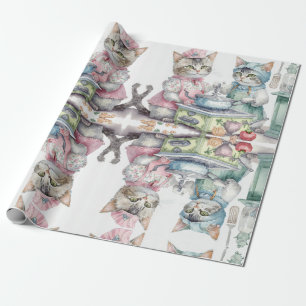 Papier Cadeau Chats adorables à la cuisine