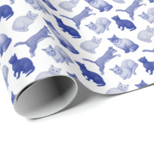 Papier Cadeau Chats bleus