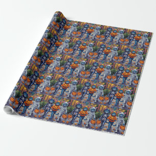 Papier Cadeau Chats bleus orientaux Trick-or-Treating Halloween 