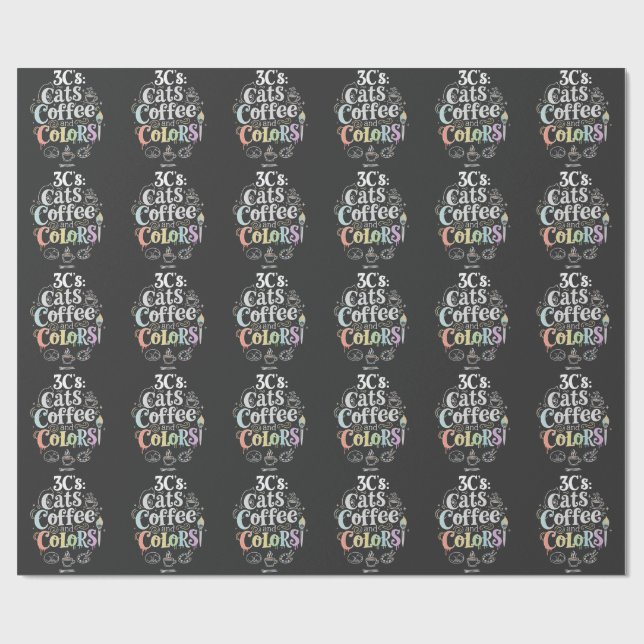 Papier Cadeau Chats Café et Couleurs (Plat)