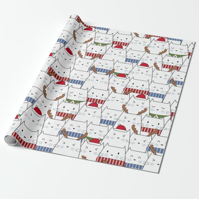 Papier Cadeau Chats de Noël (Déroulé)