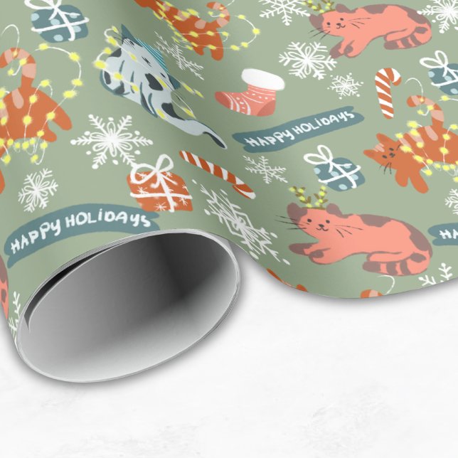 Papier Cadeau Chats de Noël drôles et mignons Joyeuses Fêtes  (Créateur téléchargé)