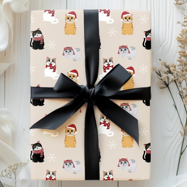 Papier Cadeau Chats de Noël Mignons Animal de Compagnie Kitty Mo (Créateur téléchargé)