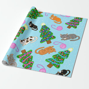 Papier Cadeau Chats de Noël motif par Katy Christoff
