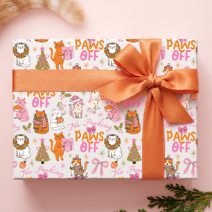 Papier Cadeau Chats de Noël Rétro Fêtes sans Coup d'Œil Pattes