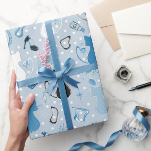 Papier Cadeau Chats du coeur bleu du milieu du siècle