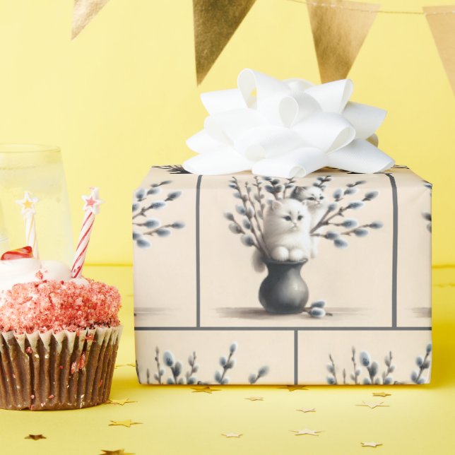 Papier Cadeau Chats en Catkins (Fête d'anniversaire)