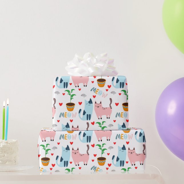 Papier Cadeau Chats et souris amusants (Cadeaux de fête)