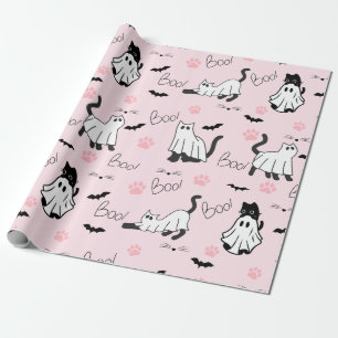 Papier Cadeau Chats fantômes mignons Halloween