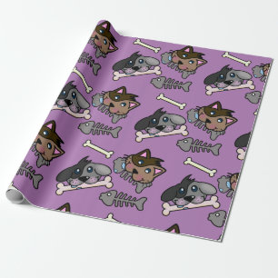 Papier Cadeau Chats heureux et chiens de compagnie avec os de po