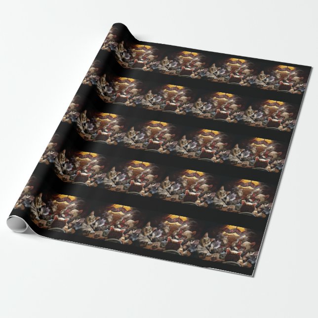 Papier Cadeau Chats jouant au poker (Déroulé)