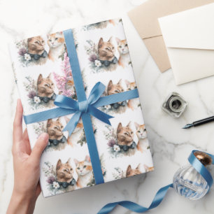 Papier Cadeau Chats mariages En Fleurs