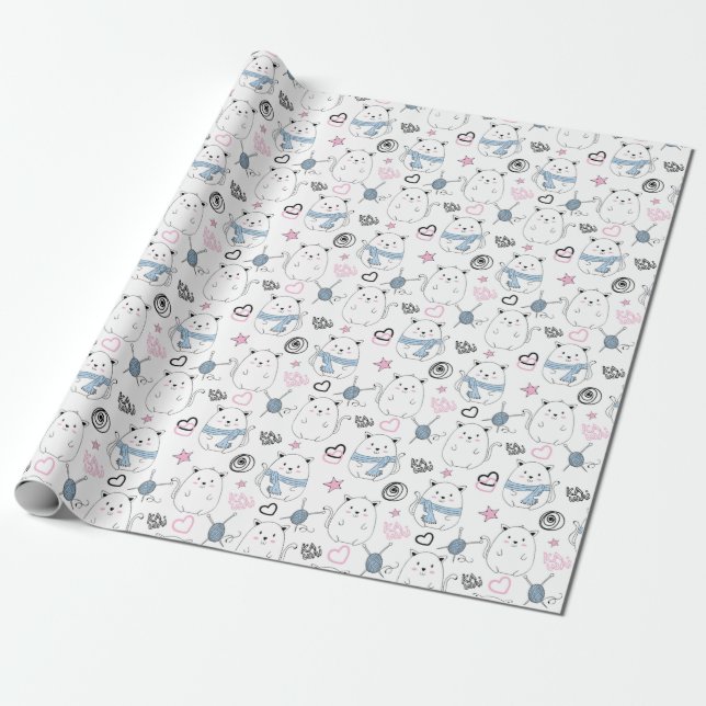 Papier Cadeau Chats mignons (Déroulé)