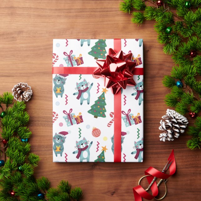 Papier Cadeau Chats Mignons Et Noël (Cadeau de vacances)