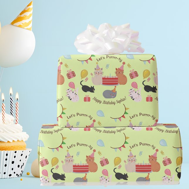 Papier Cadeau Chats Mignons Fête d'Anniversaire Enfants - C'est  (Créateur téléchargé)