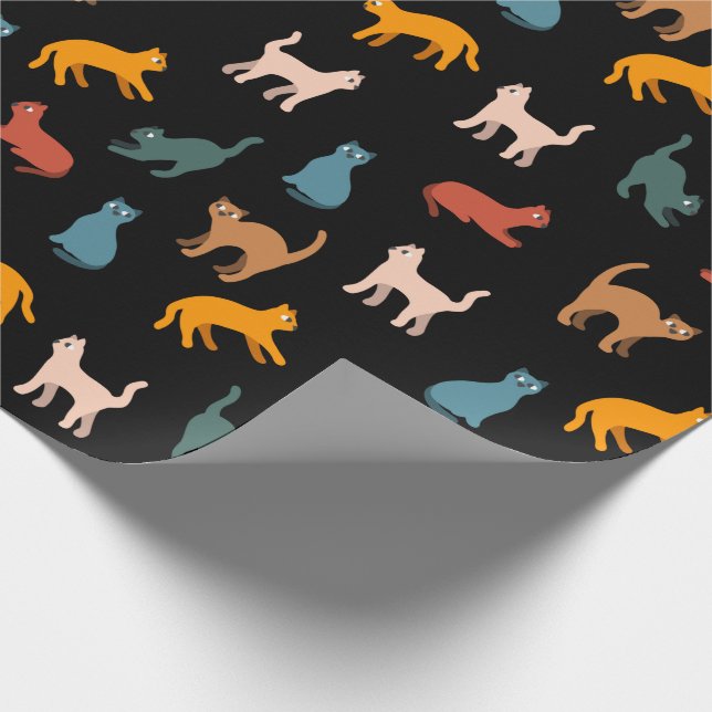 Papier Cadeau Chats sur le noir (Coin)
