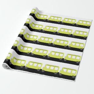 Papier Cadeau Chauffeur de Bus Scolaire Confettis Jaunes Enseign