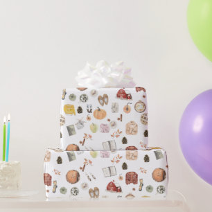 Papier Cadeau Chauffeurs d'automne douillets Grange Citrouille A