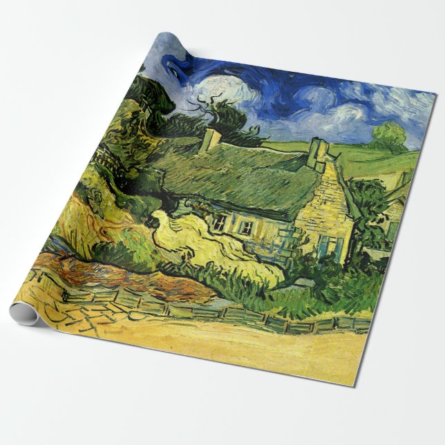 Papier Cadeau Chaumières, Cordeville par Vincent van Gogh (Déroulé)
