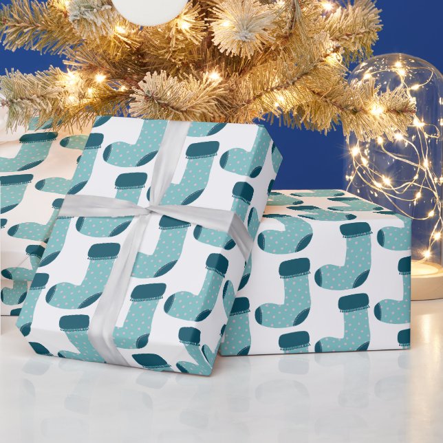 Papier Cadeau Chaussette de Noël Vacances (Vacances)
