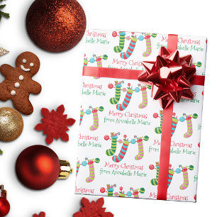 Papier Cadeau Chaussettes de Noël Mignonnes Fête de Noël Personn