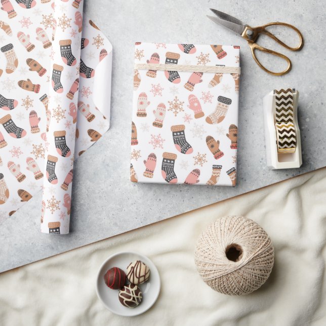 Papier Cadeau Chaussettes de Noël mignonnes Gants Snowflakes (Artisanat)