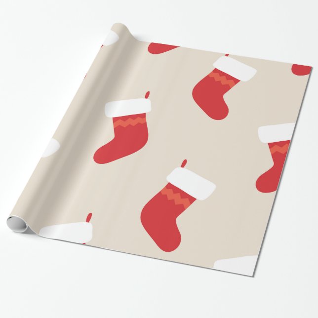 Papier Cadeau Chaussettes de Noël Père Noël Rustique Fêtes (Déroulé)