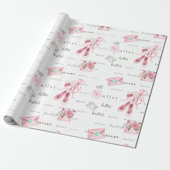 Papier Cadeau Chaussons de ballet roses (Déroulé)