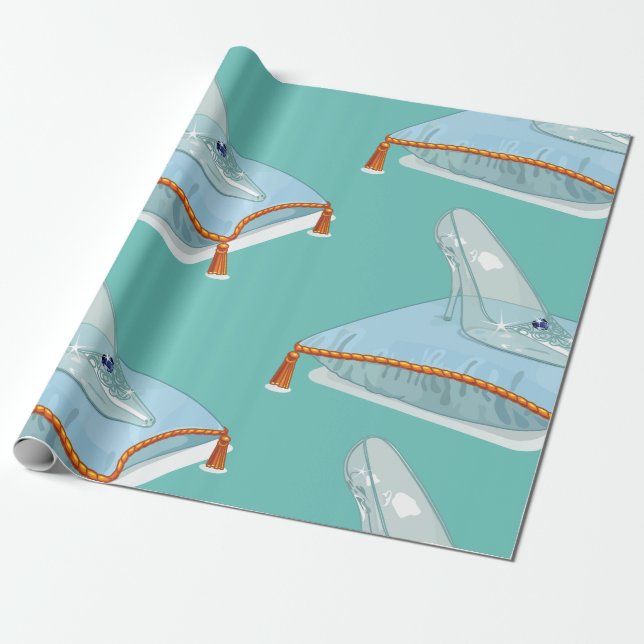 Papier Cadeau Chaussure En Verre Sur Un Coussin (Déroulé)