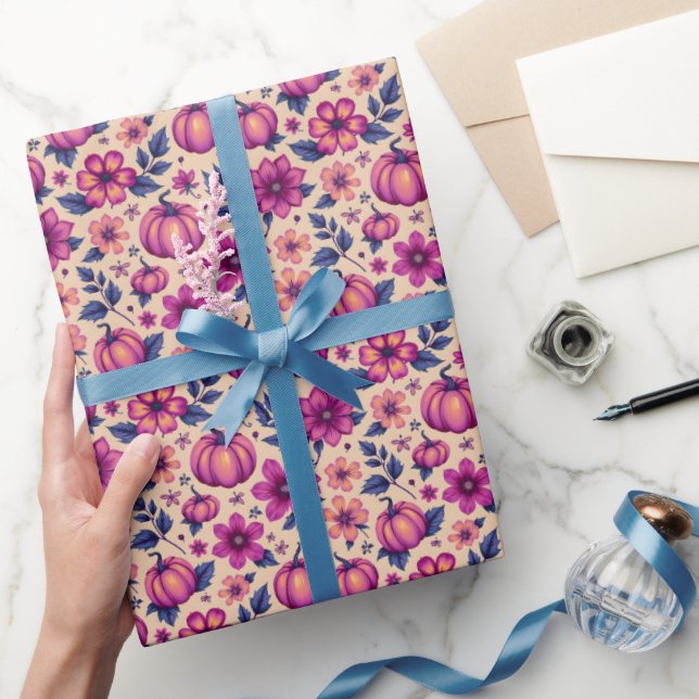 Papier Cadeau Chaussures et fleurs automnes Modèle floral d'auto (Cadeaux)