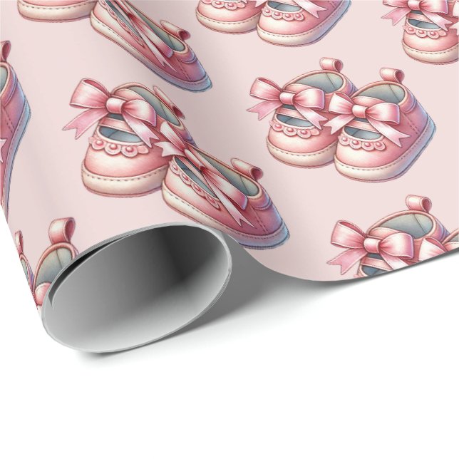 Papier Cadeau Chaussures filles mignonnes motif (Coin rond)