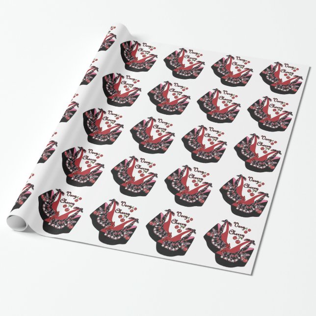 Papier Cadeau Chaussures RAB Rockabilly Very Cherry (Déroulé)