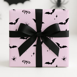 Papier Cadeau Chauve-souris, araignées et vaches d'Halloween ros