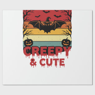 Papier Cadeau Chauve-souris vintage effrayante et mignonne d'Hal