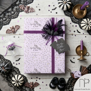 Papier Cadeau Chauve-souris violette, étoiles et lunes mignonnes