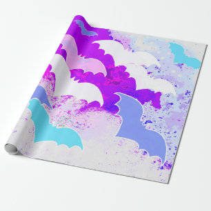 Papier Cadeau Chauves-souris en vol Pastel Purple