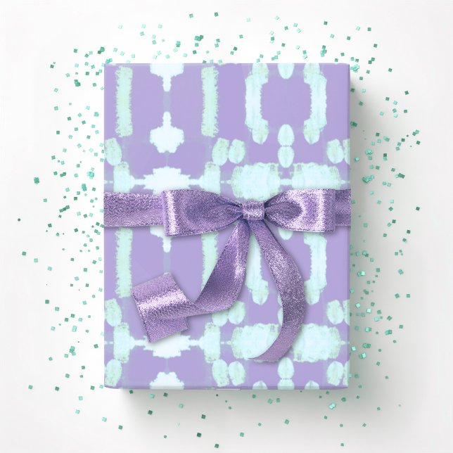 Papier Cadeau Chavanel Brushstroke Ikat in Purple and Teal (Créateur téléchargé)
