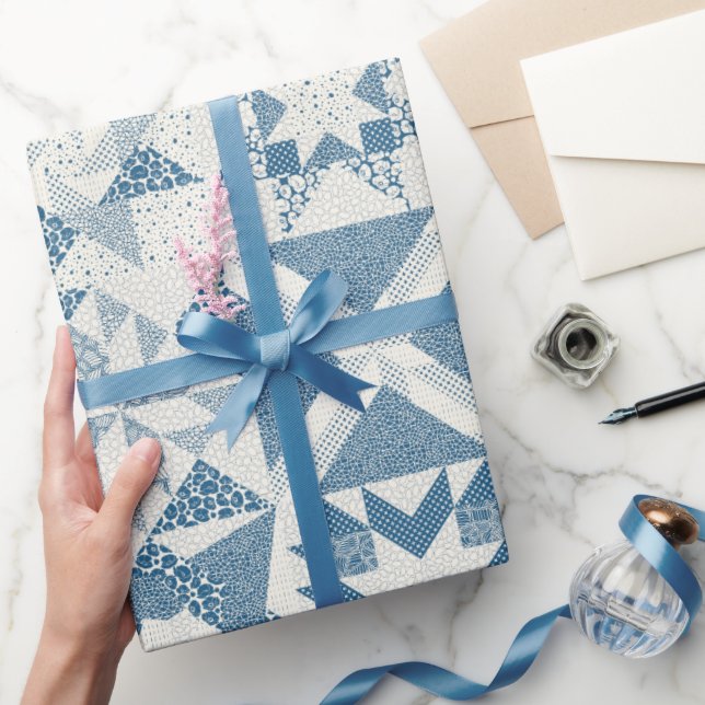 Papier Cadeau Cheater Traditionnel Patchwork Stars Quilt Blue (Cadeaux)