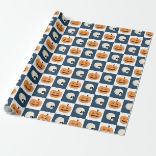 Papier Cadeau Checks de Skulls et Pumkins