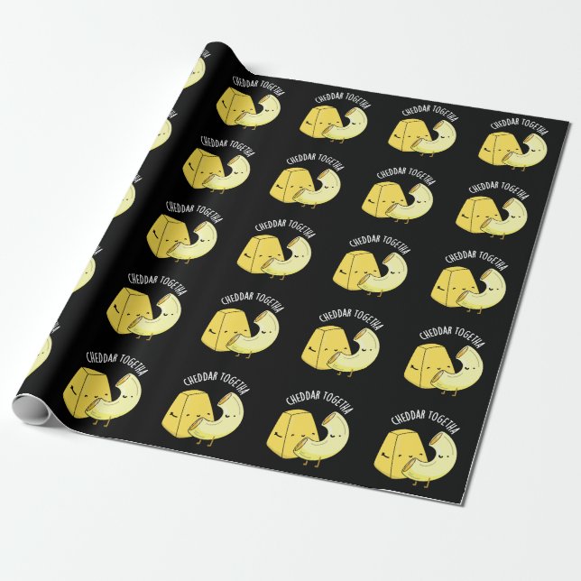 Papier Cadeau Cheddar Ensemble Blague Nourriture Drôle Fond Somb (Déroulé)