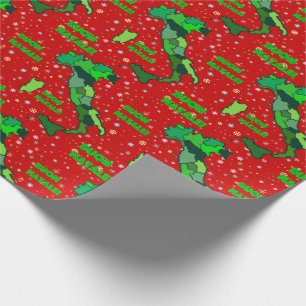 Papier Cadeau Cheerful Pastel Snowflakes and Map of Italy
