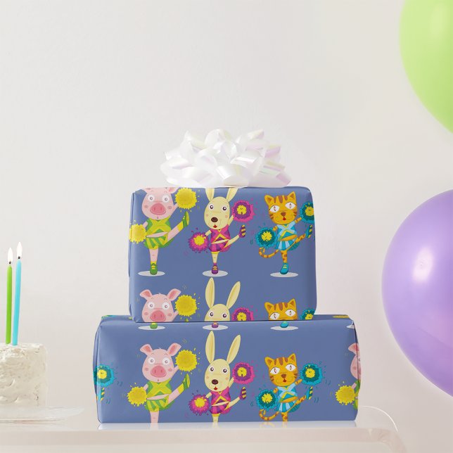 Papier Cadeau Cheerleader animal trio lapin de porc et chat (Créateur téléchargé)