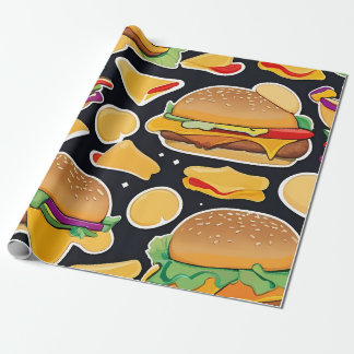 Papier Cadeau Cheeseburgers colorés et vibrants