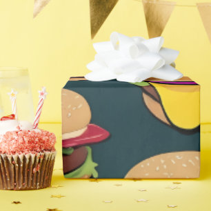 Papier Cadeau Cheeseburgers colorés et vibrants