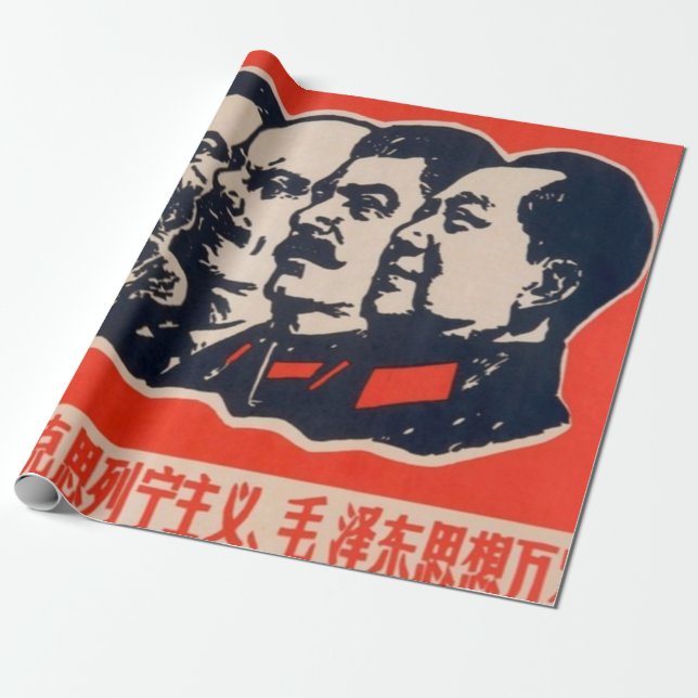 Papier Cadeau Chef communiste de propagande Mao Stalin (Déroulé)