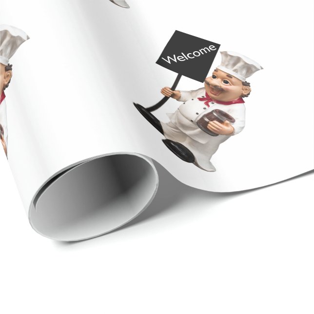 Papier Cadeau Chef cuisinier - Carte de menu BIENVENUE (Coin rond)