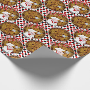 Papier Cadeau Chef Italiano Pizza, À damiers Enveloppement 10 Ca