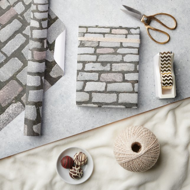 Papier Cadeau Chemin de pierre Gris Cobblestone Street Sidewalk (Artisanat)